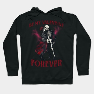 Forever Valentine: Retro Charm with Red, White & Black Skeleton Dance Couple Hoodie